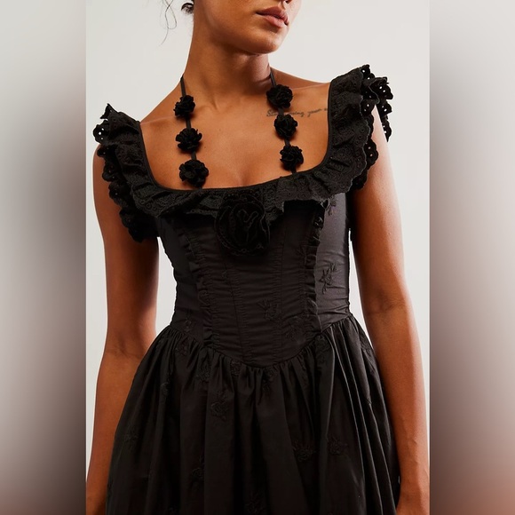 NWT For Love & Lemons Lindsey Corset Midi Dress Size XS in Black - Picture 11 of 11